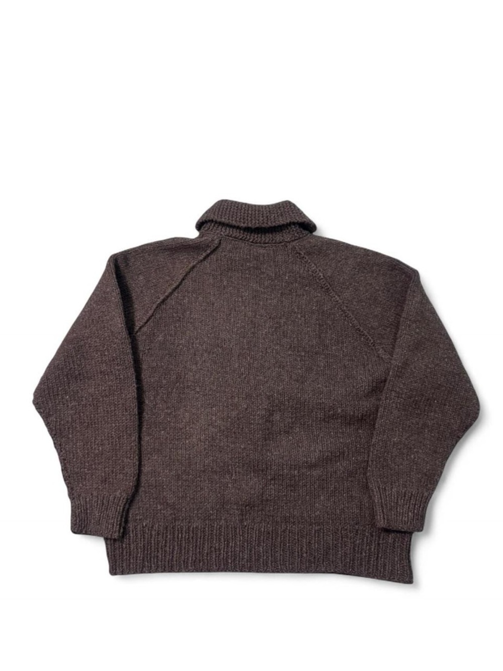 Vintage 50s/60s Talon zip heavy knit shawl collar wool cardigan sweater brown XL - Picture 6 of 6